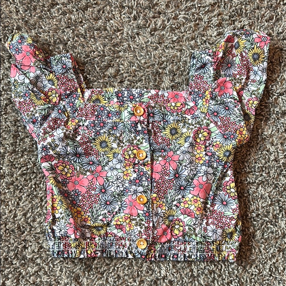 Floral Button-Down Cropped Top